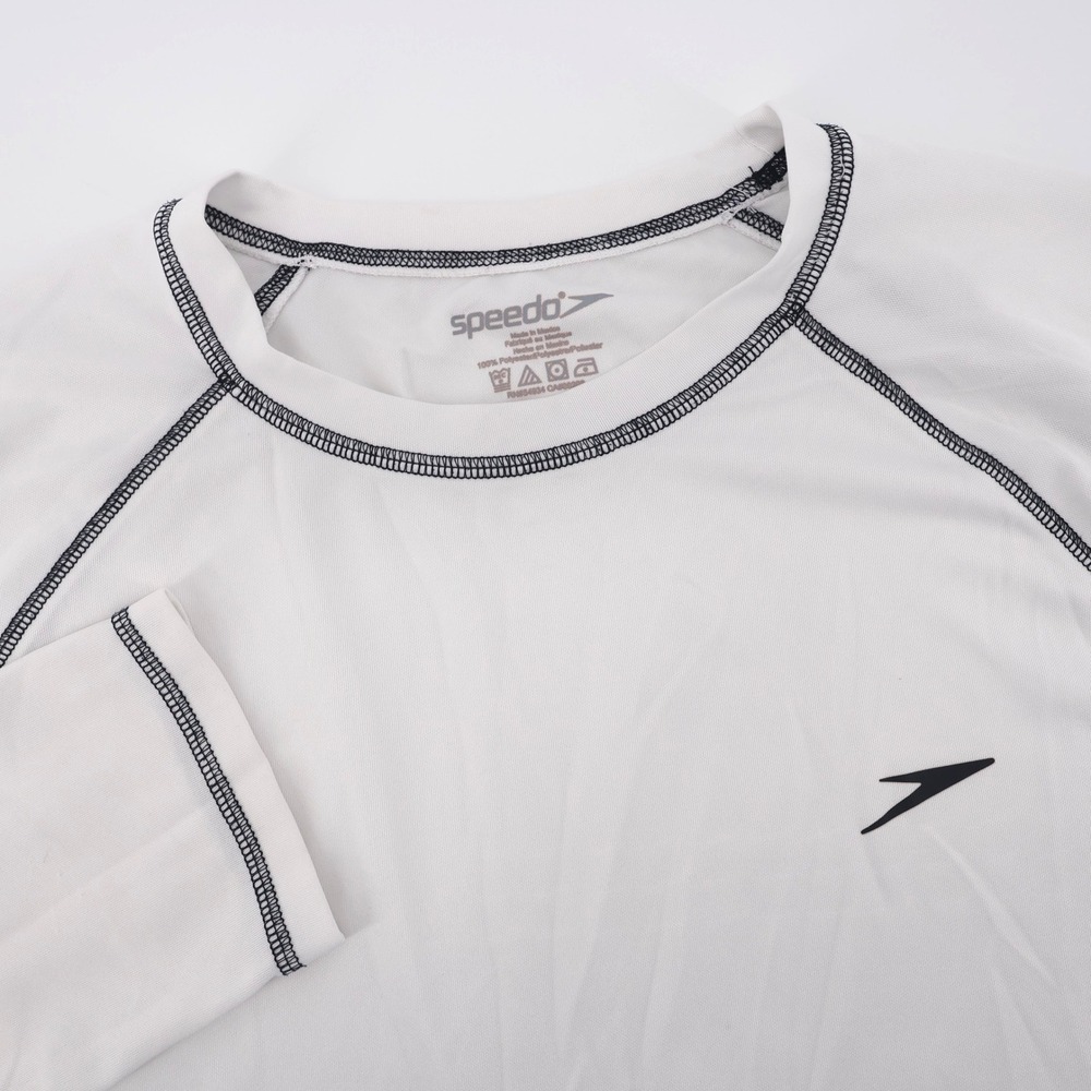 Speedo UV Block the Burn Rash Guard White Mens XL Shirt Long Sleeve Flaws